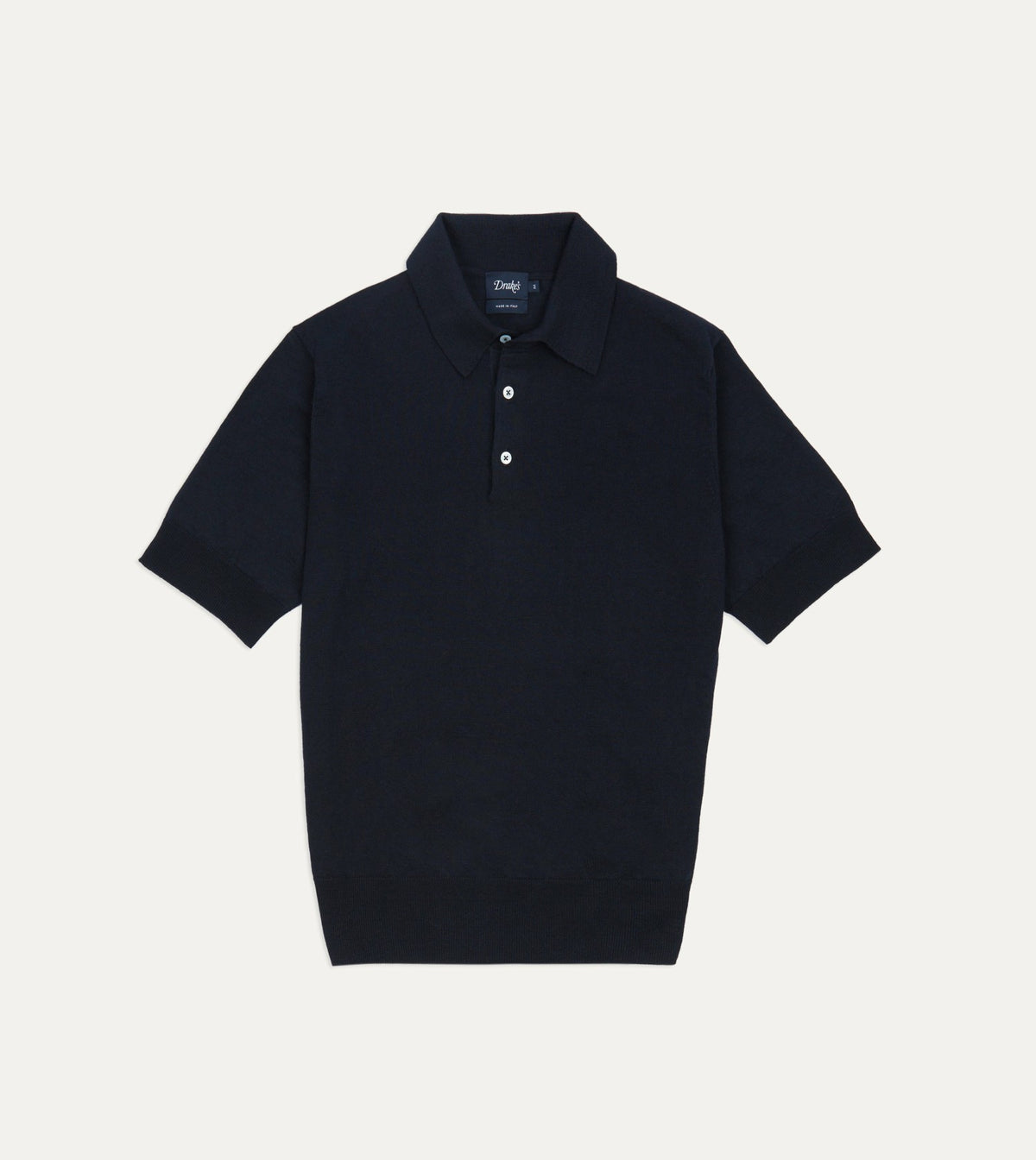 Drake's Navy Knitted Linen-Cotton Short-Sleeve Polo Shirt