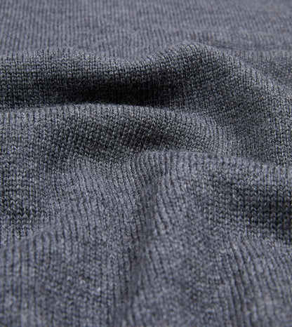 Drake's Grey Melange Merino Crew Neck Jumper