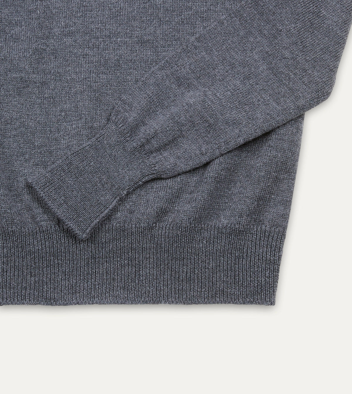 Drake's Grey Melange Merino Crew Neck Jumper