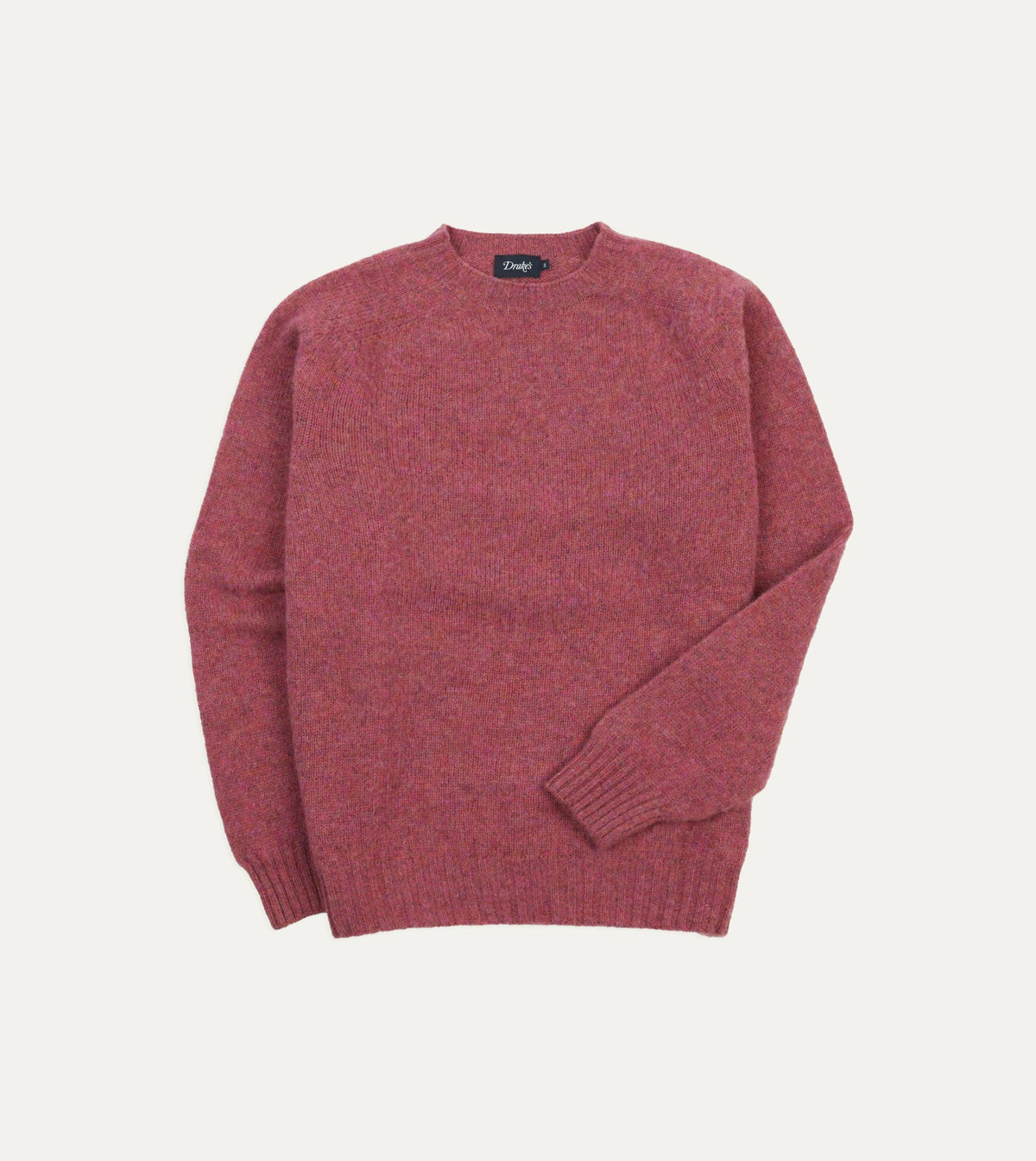 Drake's Mulberry Brushed Shetland Crew Neck Jumper