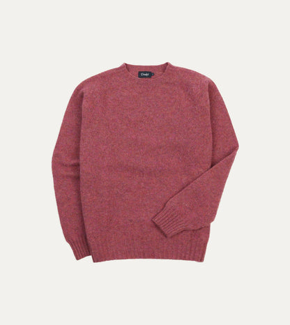 Drake's Mulberry Brushed Shetland Crew Neck Jumper