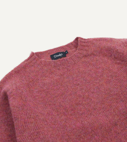 Drake's Mulberry Brushed Shetland Crew Neck Jumper