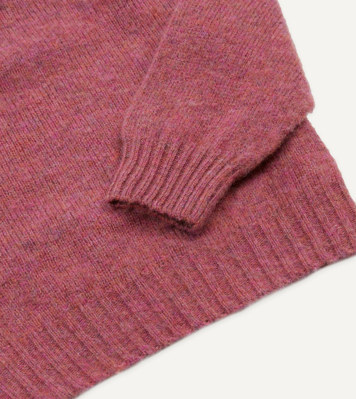 Drake's Mulberry Brushed Shetland Crew Neck Jumper