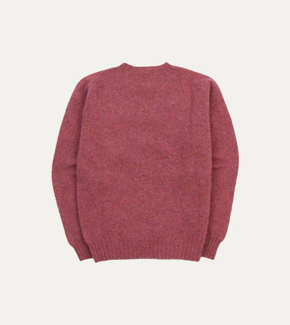 Drake's Mulberry Brushed Shetland Crew Neck Jumper