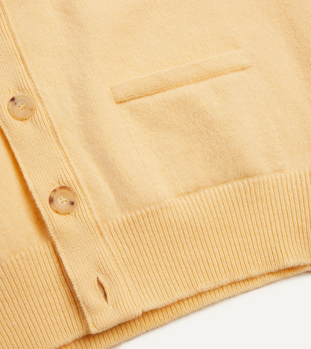 Drake's Yellow Lambswool Sleeveless Cardigan