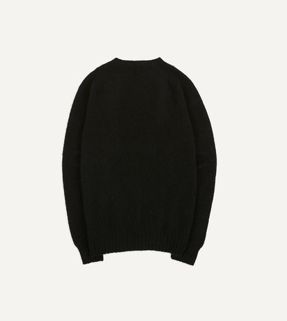 Drake's Black Brushed Shetland Crew Neck Jumper