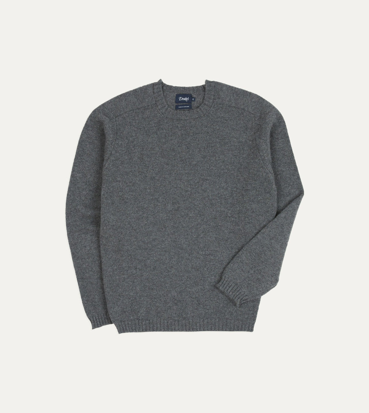 Drake's Grey Cashmere Crew Neck Jumper