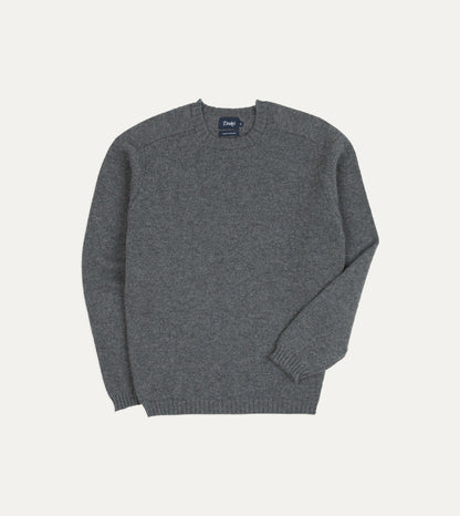Drake's Grey Cashmere Crew Neck Jumper