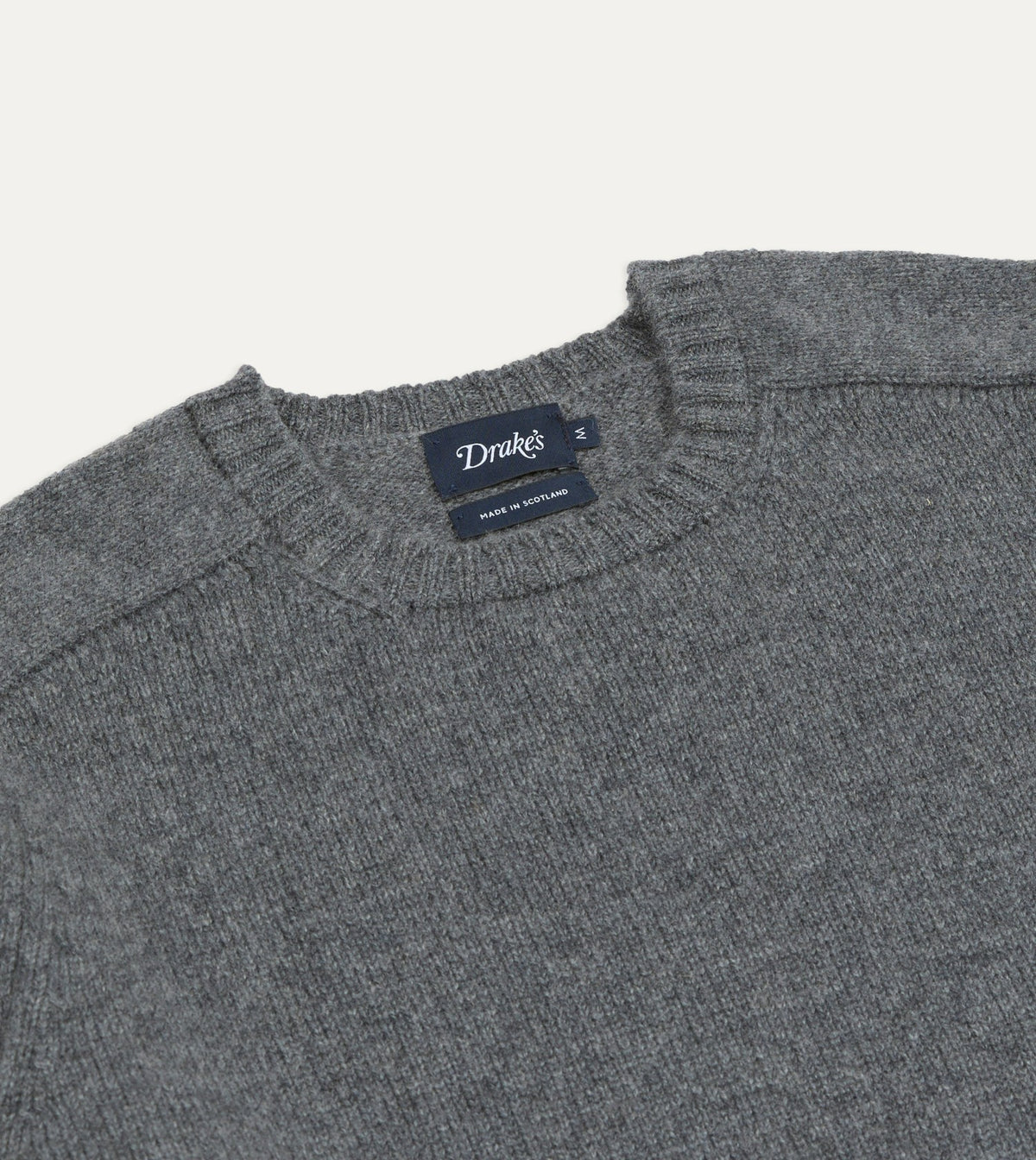 Drake's Grey Cashmere Crew Neck Jumper
