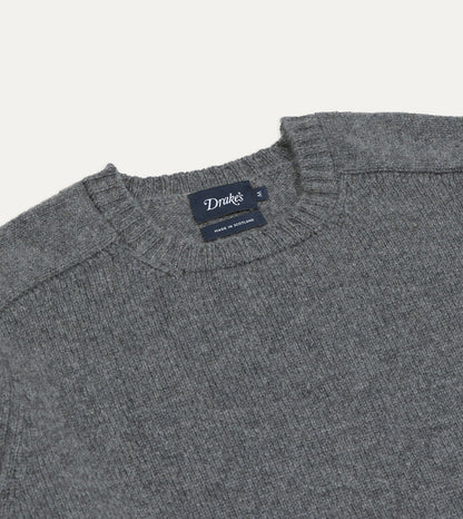 Drake's Grey Cashmere Crew Neck Jumper
