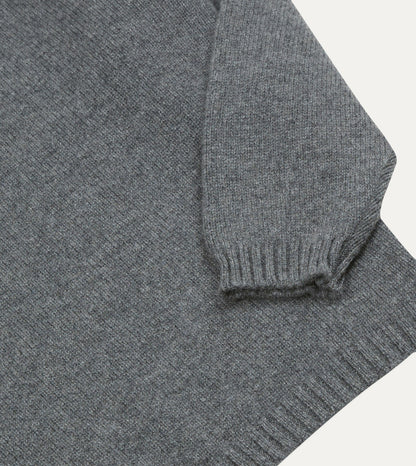 Drake's Grey Cashmere Crew Neck Jumper