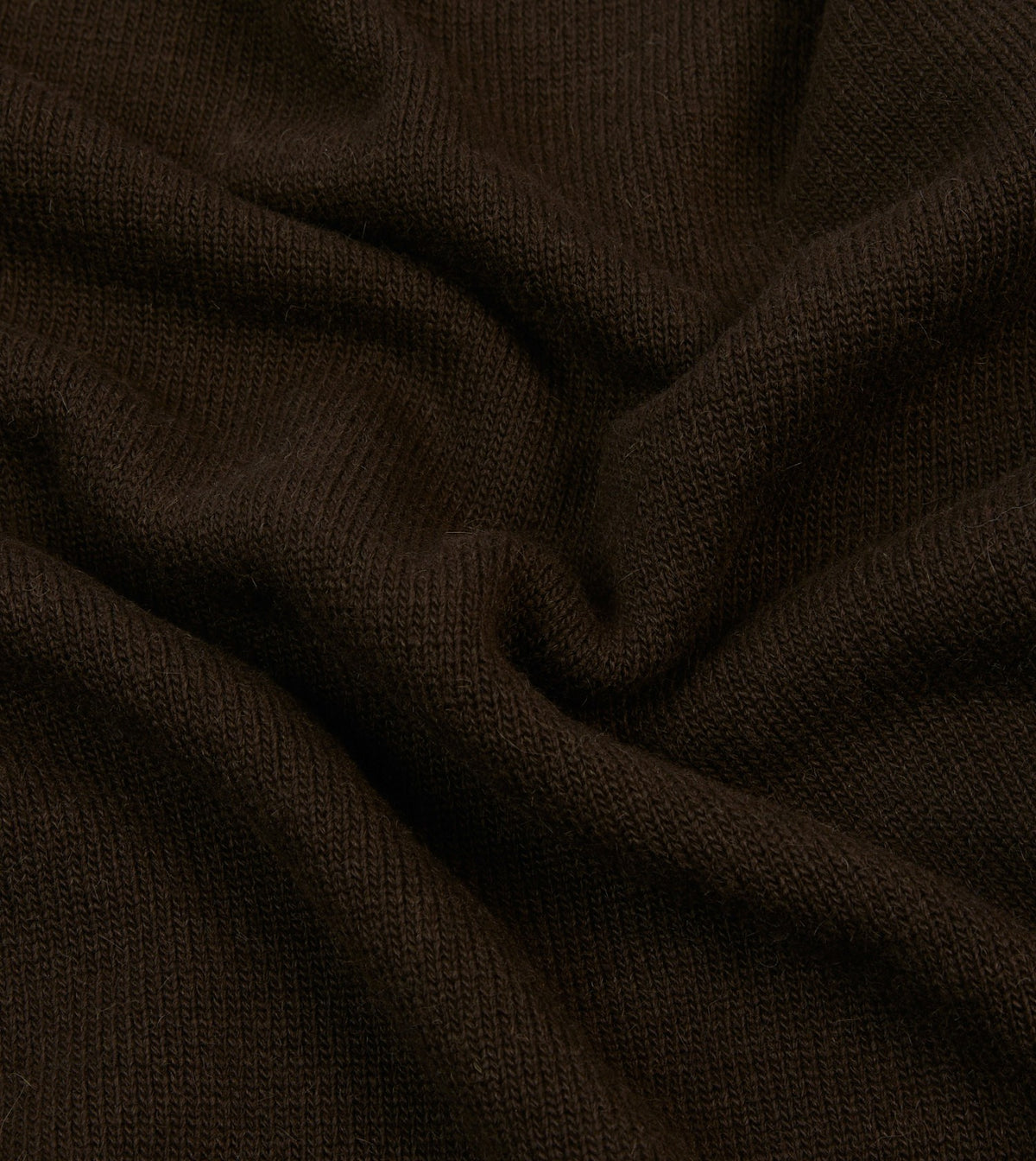 Drake's Brown Alpaca Lambswool Ribbed Integral Collar Jumper