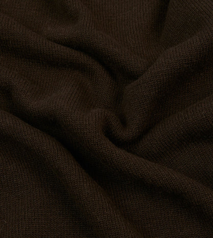 Drake's Brown Alpaca Lambswool Ribbed Integral Collar Jumper