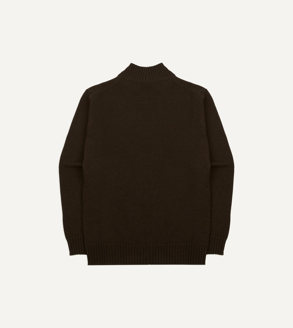 Drake's Brown Alpaca Lambswool Ribbed Integral Collar Jumper
