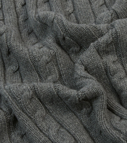 Drake's Grey Alpaca Lambswool Cable Knit Sleeveless Cardigan
