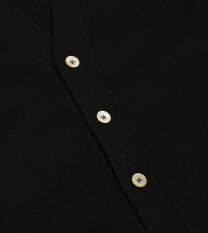 Drake's Black Lambswool 6 Button Cardigan