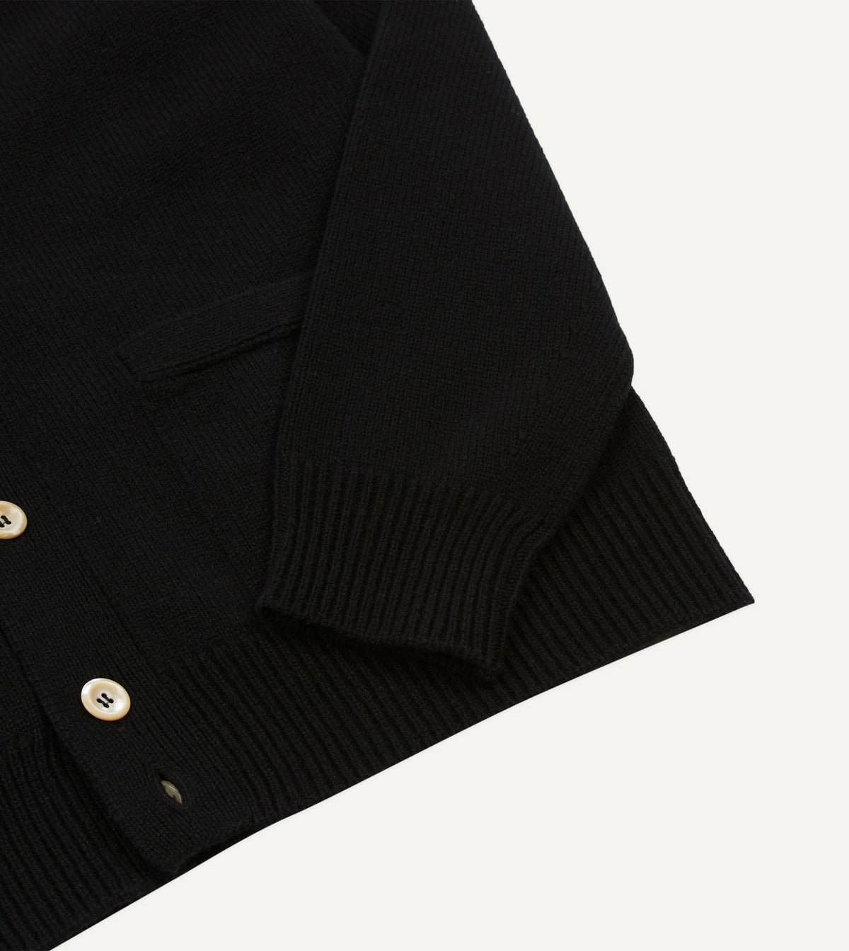 Drake's Black Lambswool 6 Button Cardigan