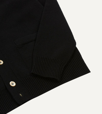 Drake's Black Lambswool 6 Button Cardigan