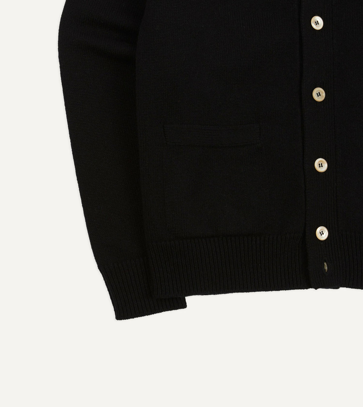 Drake's Black Lambswool 6 Button Cardigan
