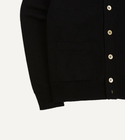 Drake's Black Lambswool 6 Button Cardigan