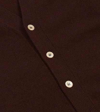 Drake's Dark Brown Lambswool 6 Button Cardigan