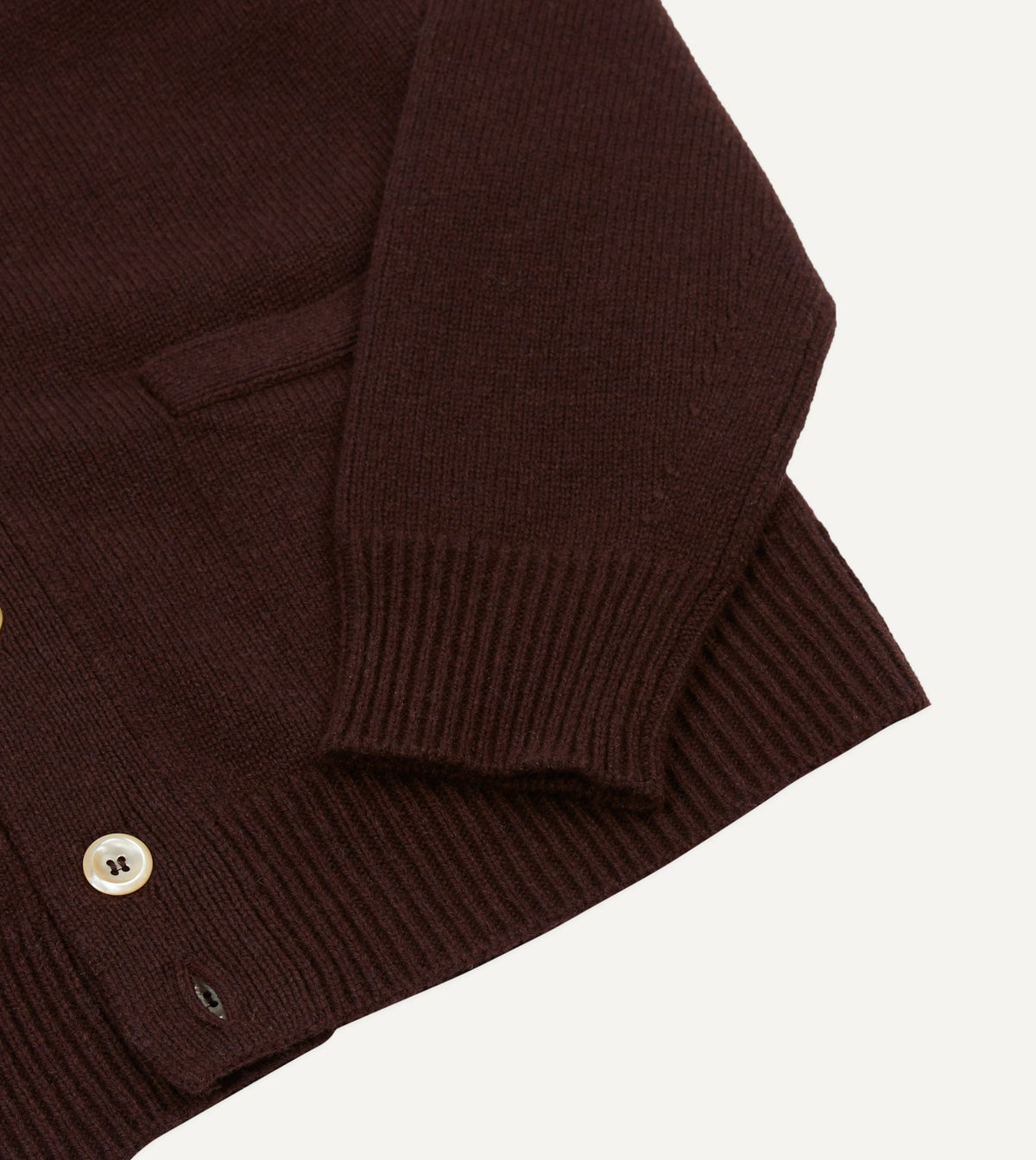 Drake's Dark Brown Lambswool 6 Button Cardigan