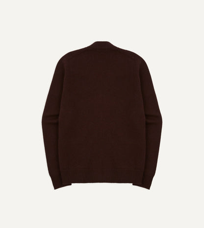 Drake's Dark Brown Lambswool 6 Button Cardigan