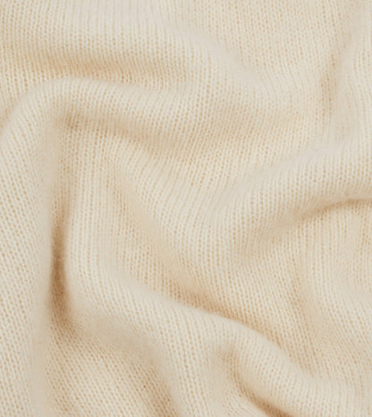 Drake's Ecru Brushed Shetland Crew Neck Jumper