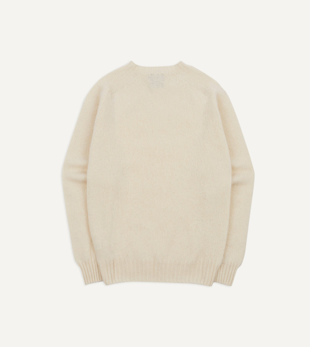 Drake's Ecru Brushed Shetland Crew Neck Jumper
