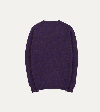Drake's Lavender Brushed Shetland Crew Neck Jumper