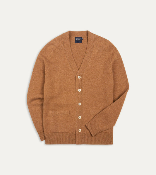 Drake's Brown Lambswool 6 Button Cardigan
