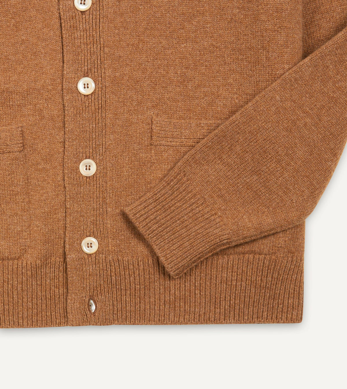 Drake's Brown Lambswool 6 Button Cardigan