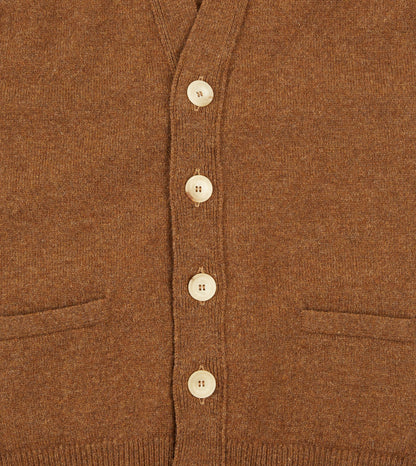 Drake's Light Brown Lambswool Sleeveless Cardigan