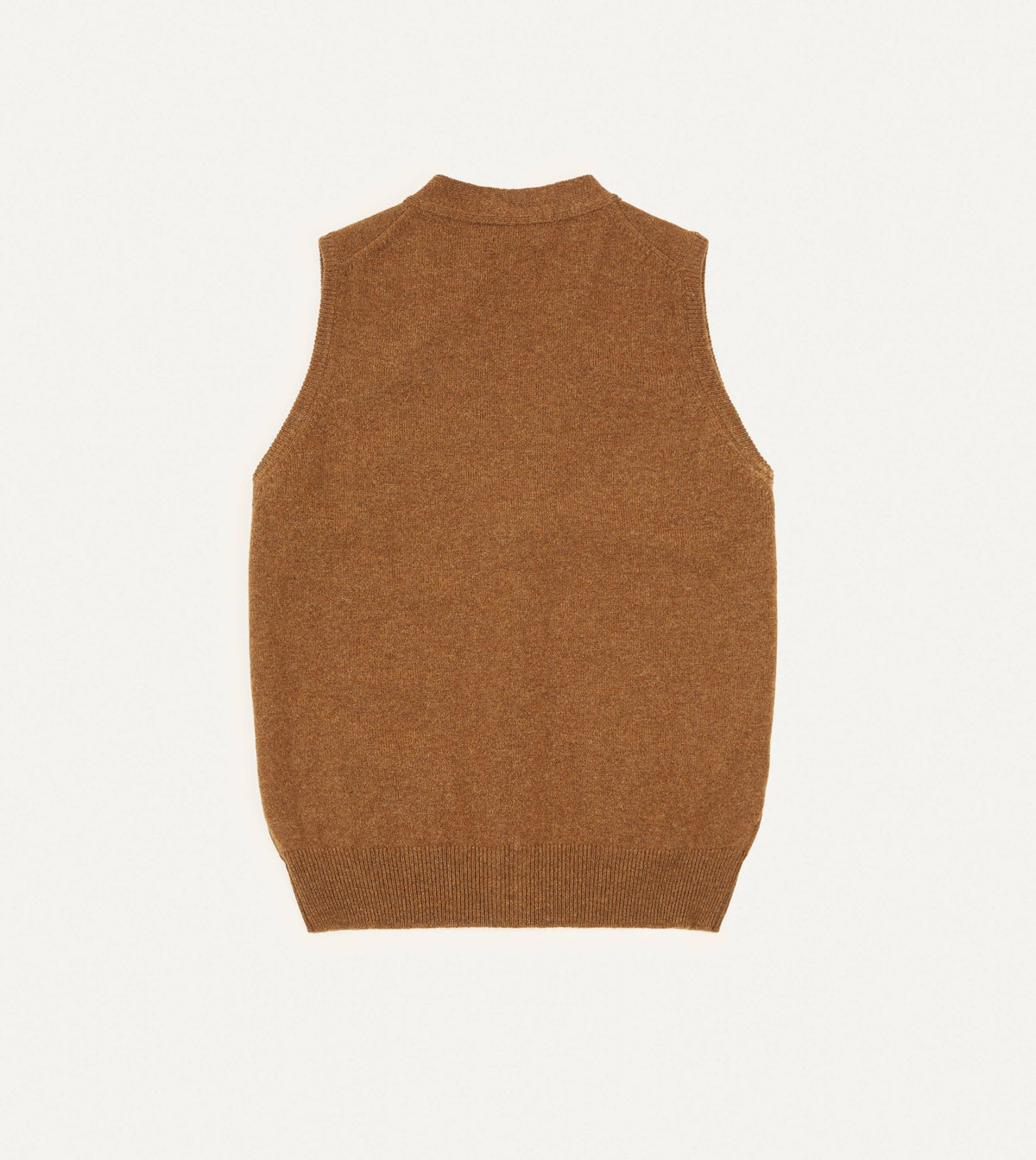 Drake's Light Brown Lambswool Sleeveless Cardigan