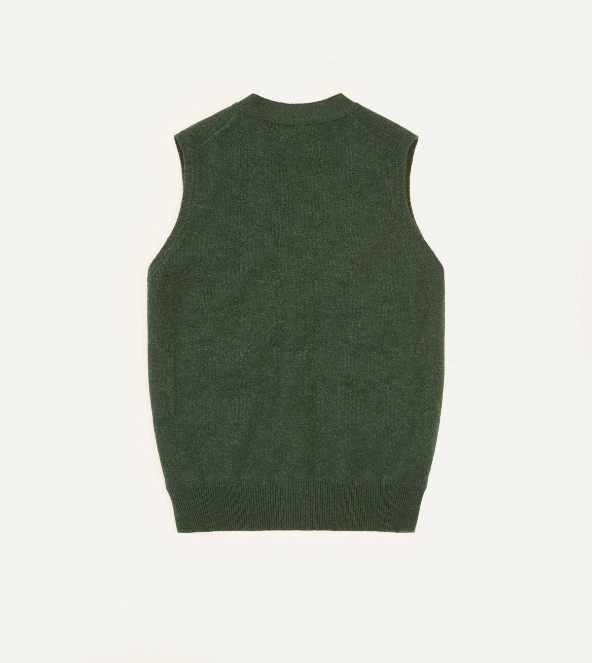 Drake's Green Lambswool Sleeveless Cardigan