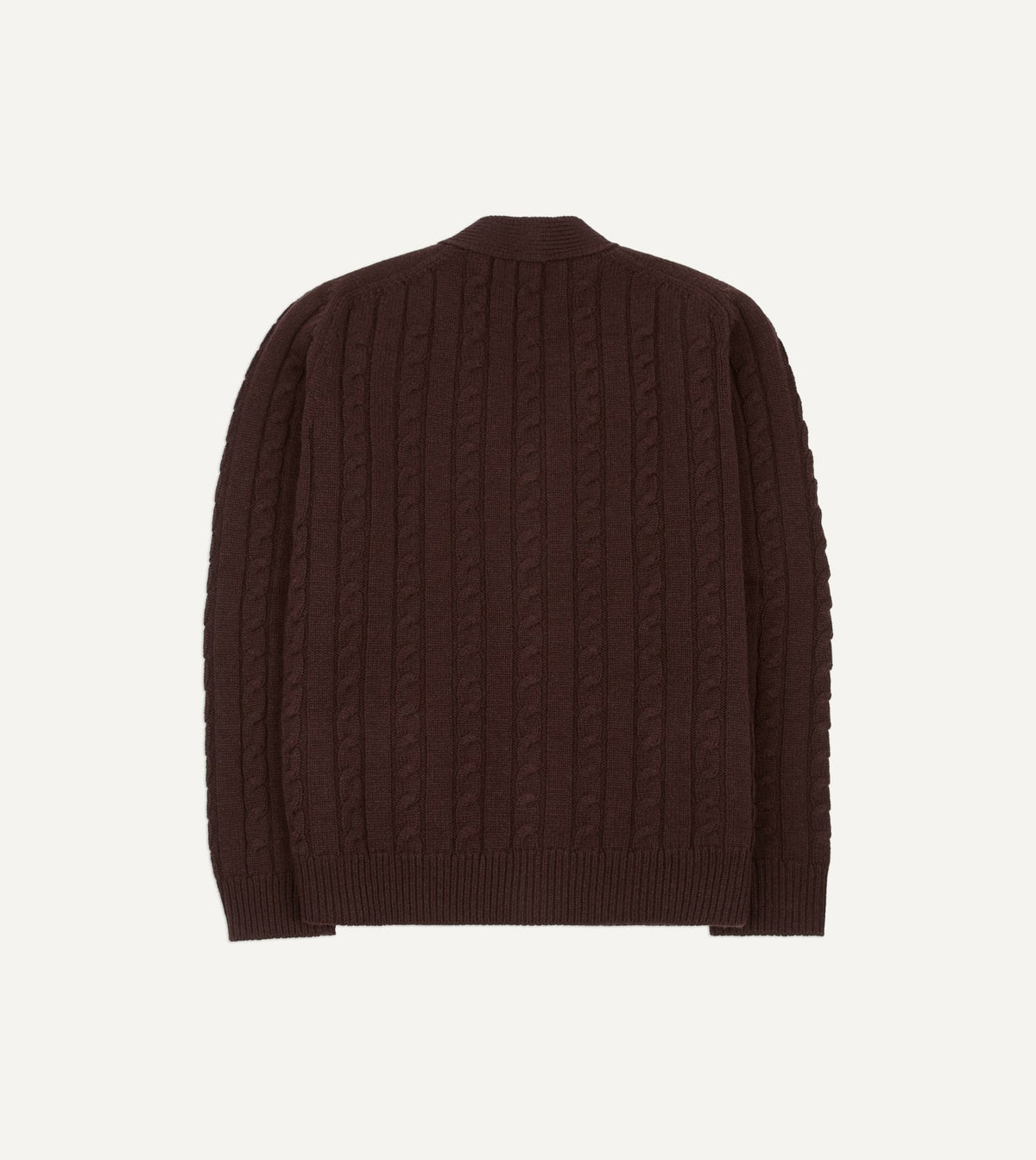 Drake's Brown Lambswool 6 Button Cable Knit Cardigan