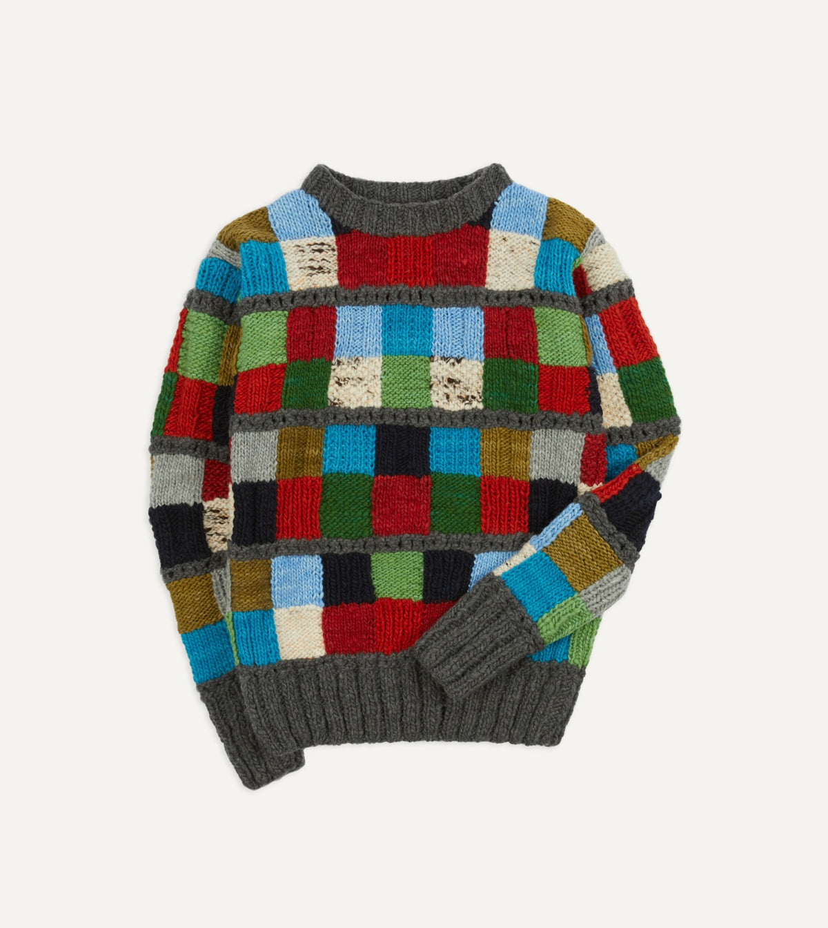 Drake's Chamula for Drake's Patchwork Merino Jumper