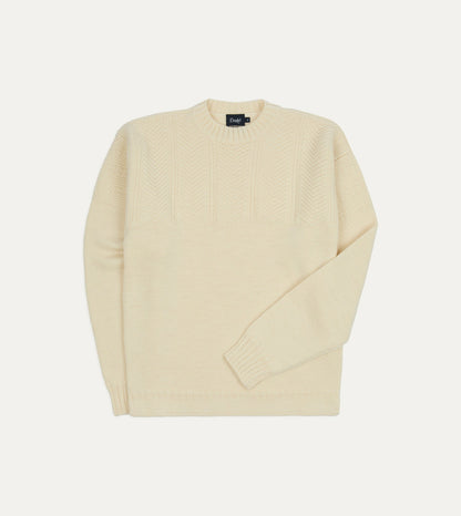 Drake's Ecru Wool Guernsey Jumper