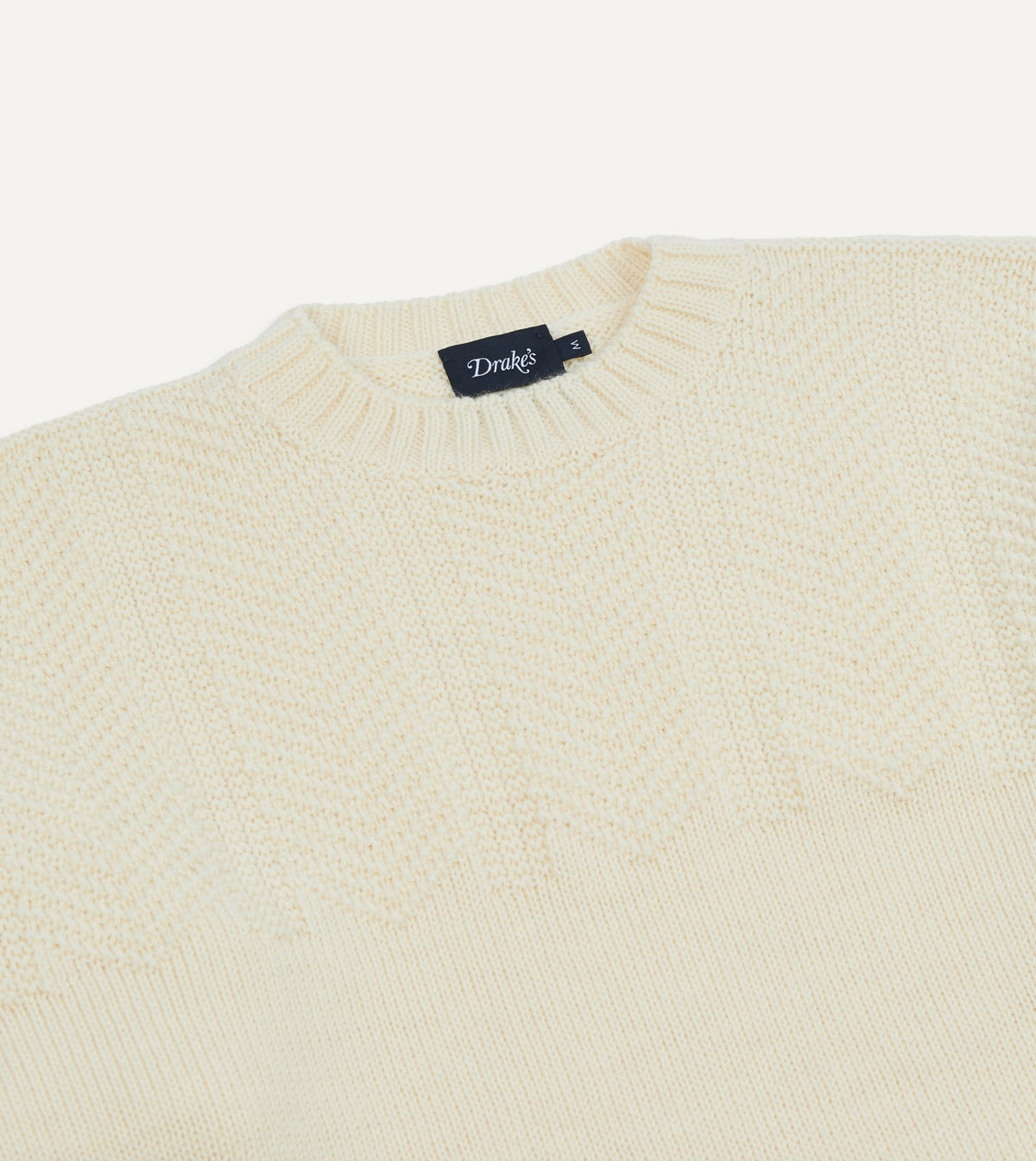 Drake's Ecru Wool Guernsey Jumper