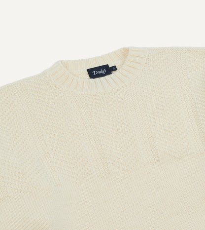 Drake's Ecru Wool Guernsey Jumper