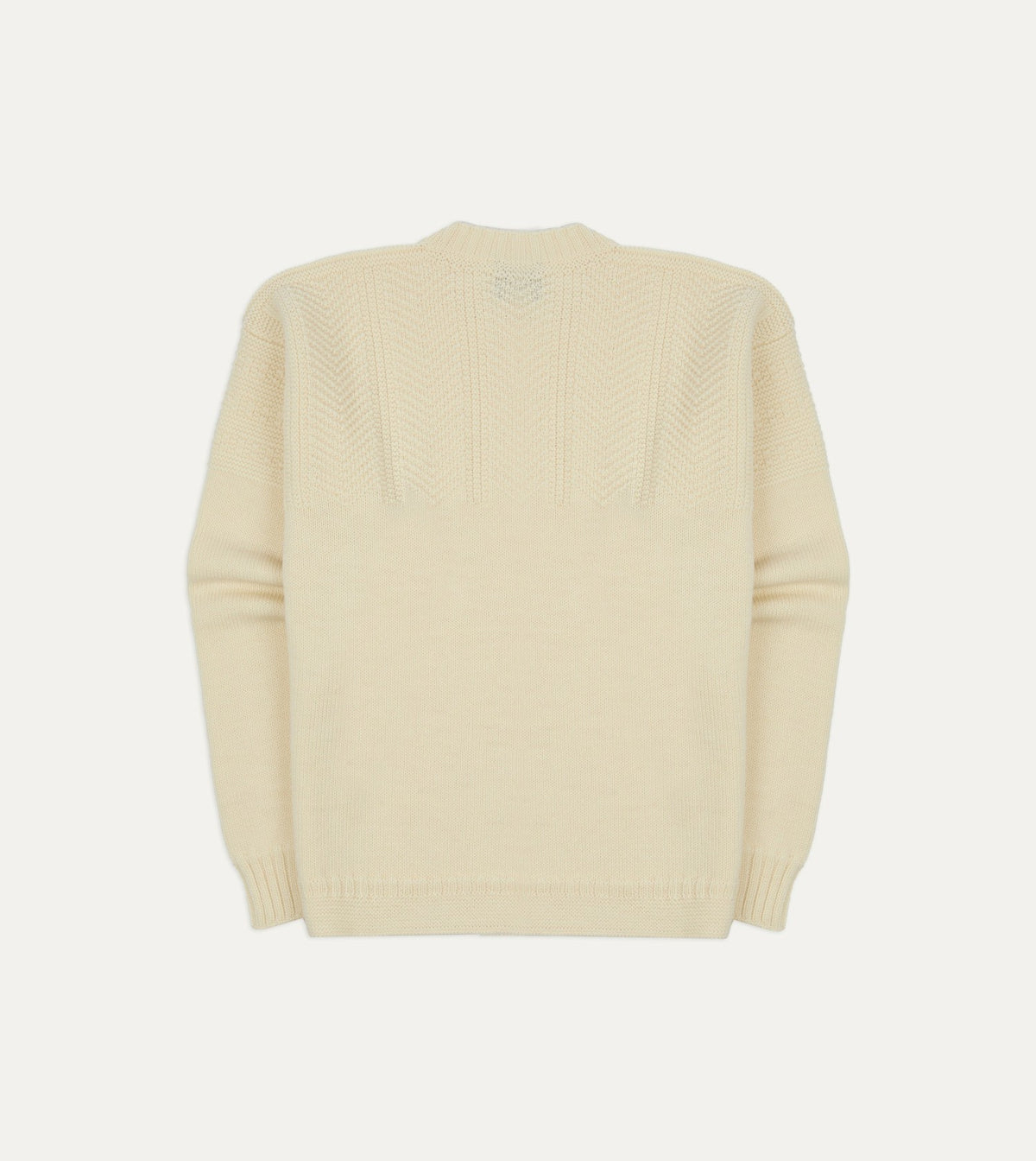 Drake's Ecru Wool Guernsey Jumper