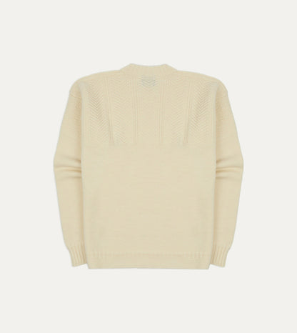 Drake's Ecru Wool Guernsey Jumper