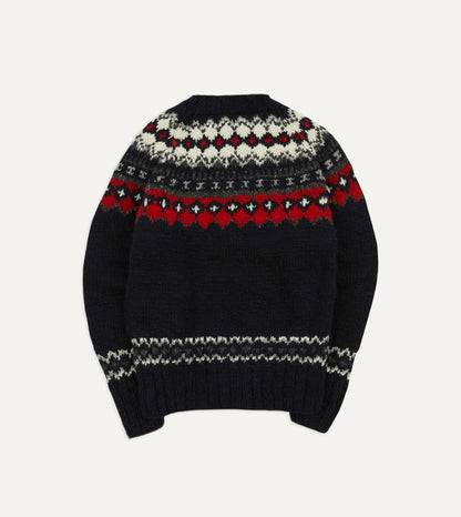 Drake's Chamula for Drake's Navy and Red Fairisle Merino Jumper