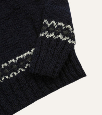 Drake's Chamula for Drake's Navy and Red Fairisle Merino Jumper