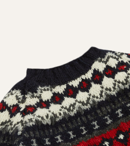 Drake's Chamula for Drake's Navy and Red Fairisle Merino Jumper