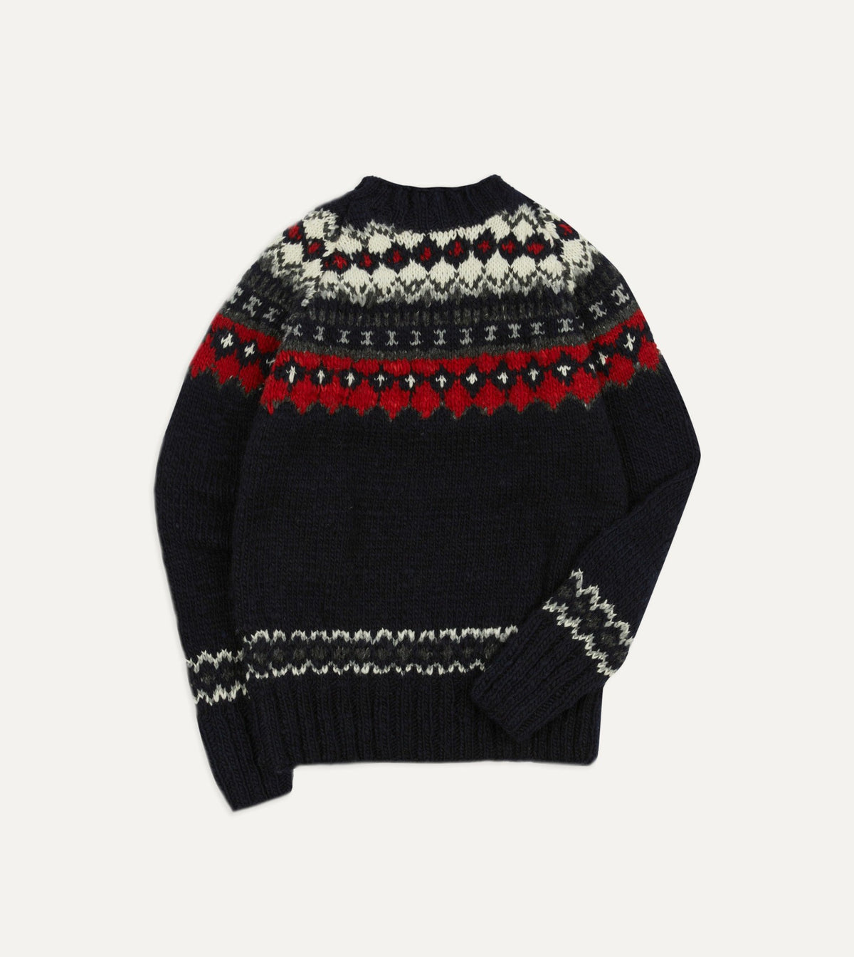 Drake's Chamula for Drake's Navy and Red Fairisle Merino Jumper