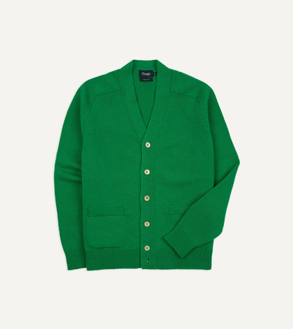 Drake's Green Lambswool 6 Button Cardigan