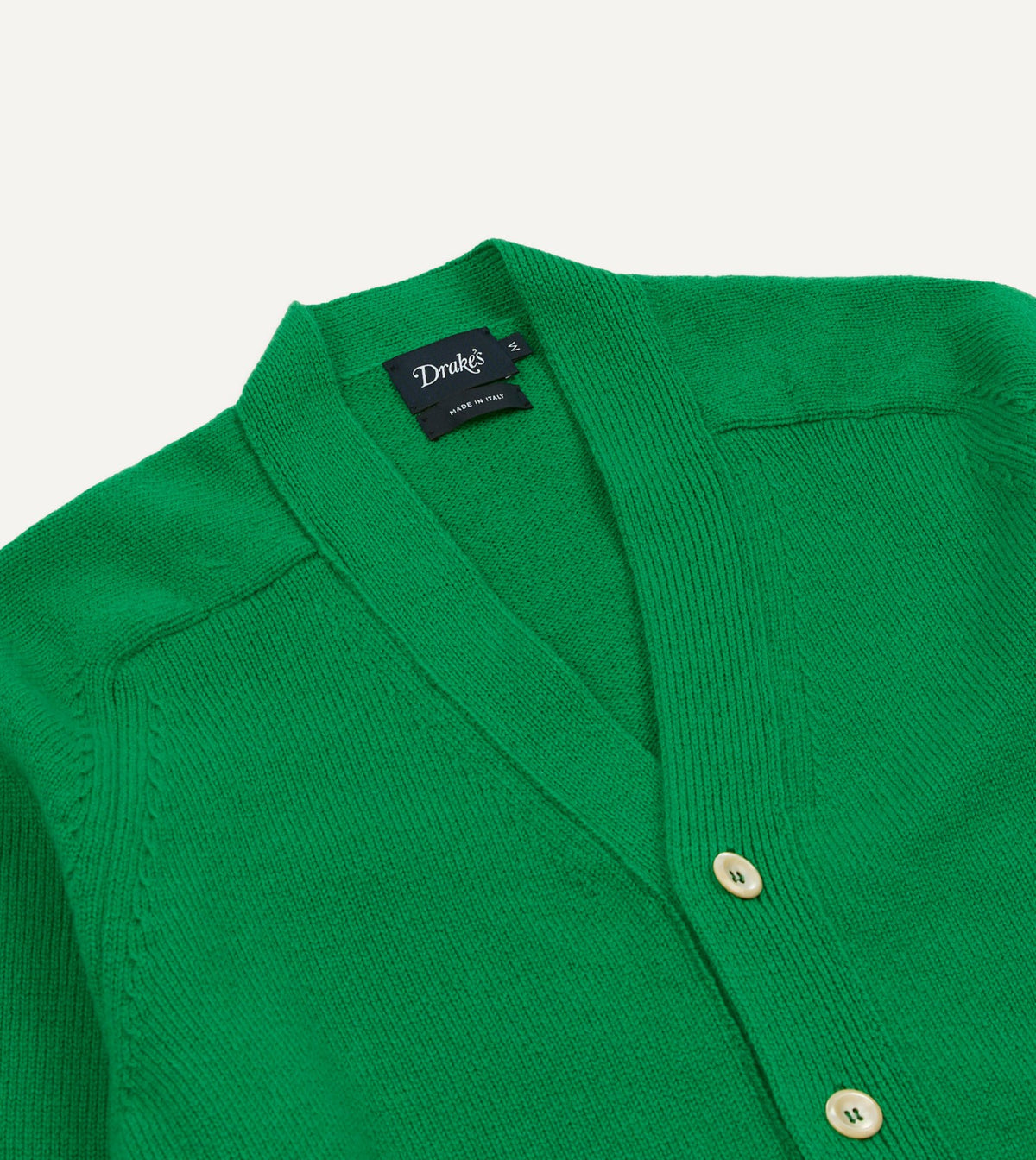 Drake's Green Lambswool 6 Button Cardigan
