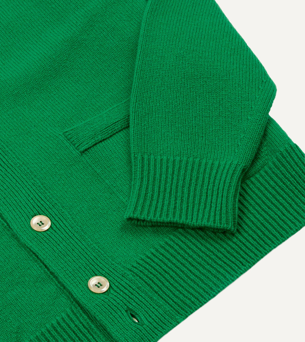 Drake's Green Lambswool 6 Button Cardigan