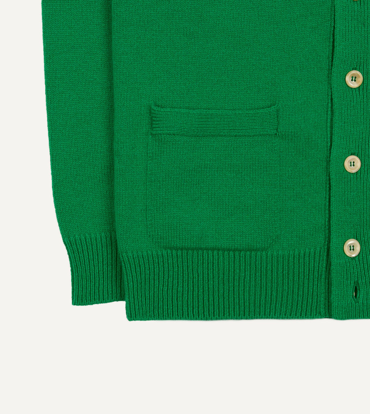 Drake's Green Lambswool 6 Button Cardigan